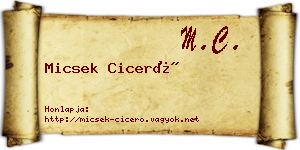 Micsek Ciceró névjegykártya